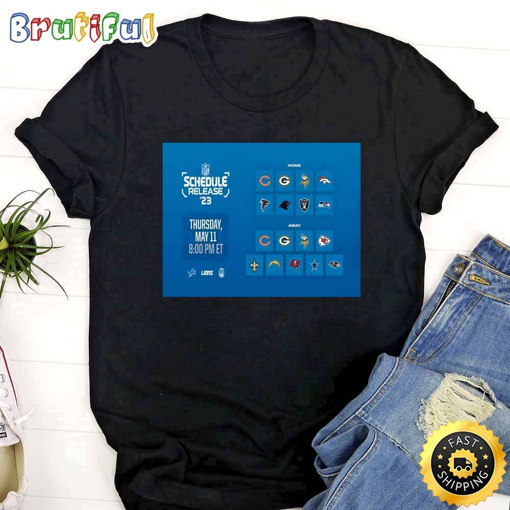 Nfl Detroit Lions 2023 Schedule Release Black T Shirt d0hq48