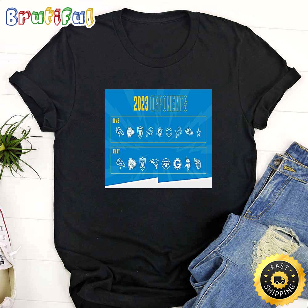 Nfl Los Angeles Chargers 2023 Regular Season Opponents Black T Shirt plkllf
