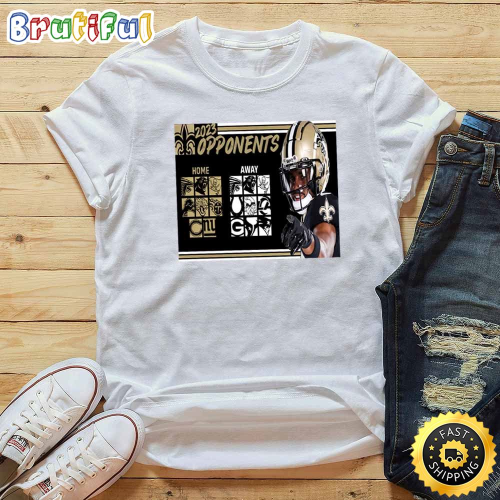 Nfl New Orleans Saints 2023 Regular Season Opponents T Shirt ddnxeu