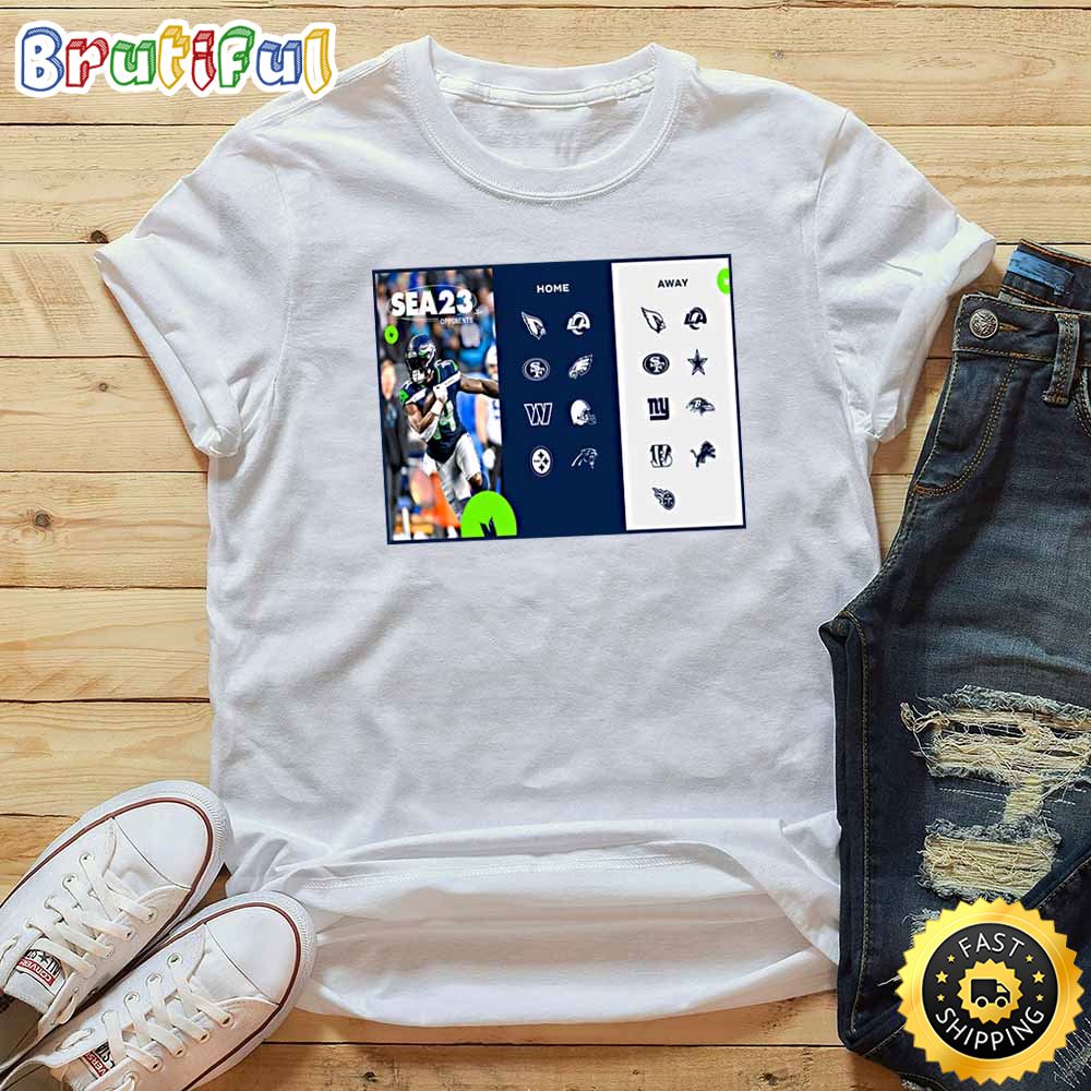 Nfl Seattle Seahawks 2023 Regular Season Opponents White T Shirt bqian1