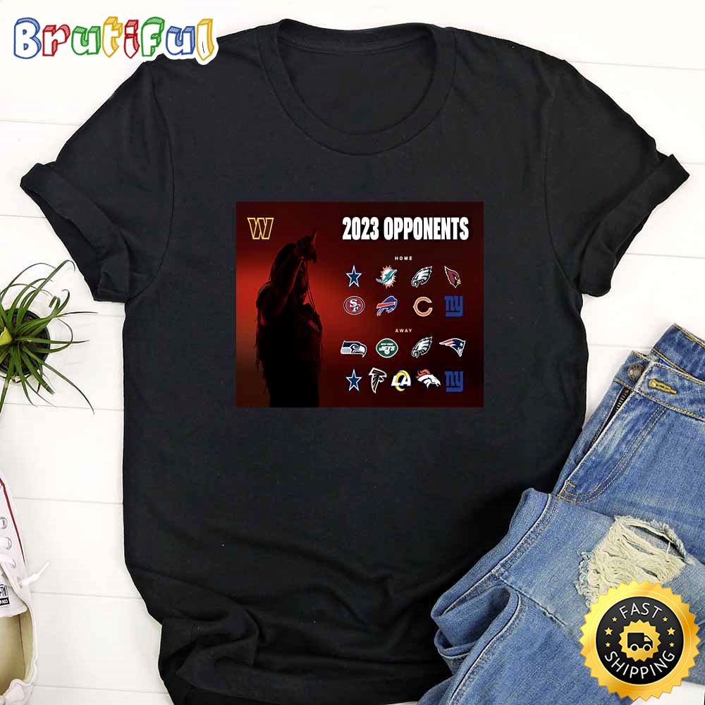 Nfl Washington Commanders 2023 Regular Season Opponents Black T Shirt yrhw7n