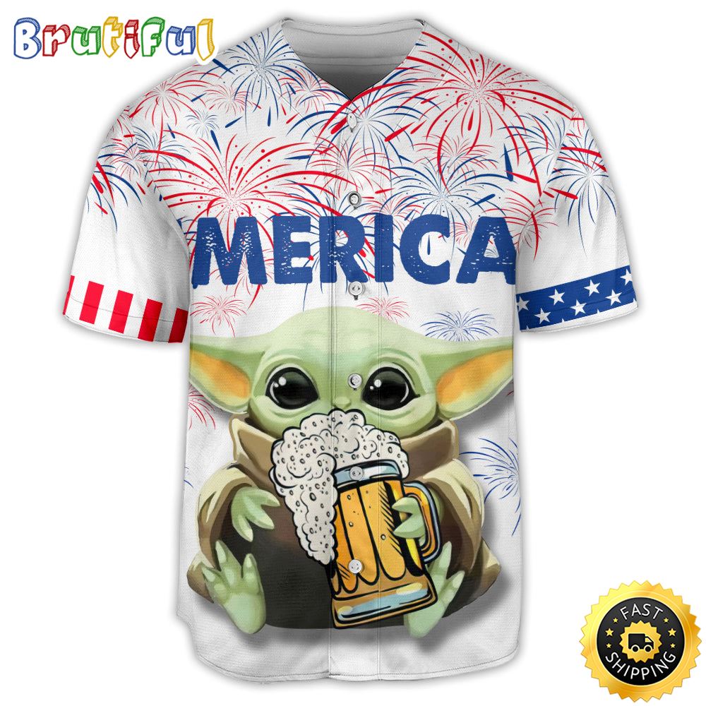 SW Baby Yoda With Beer Baseball Jersey 6556 bsvibc