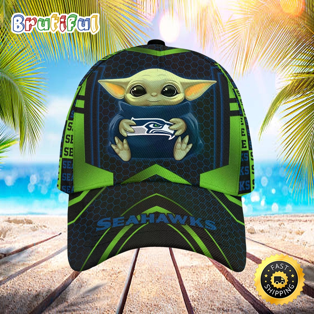 Seattle Seahawks Baby Yoda All Over Print 3D Classic Cap mtihjd