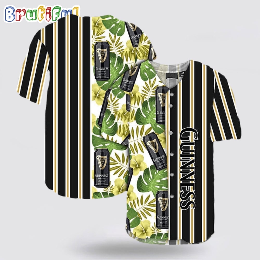 Striped Tropical Hawaii Guinness Beer Baseball Jersey pz8f4q