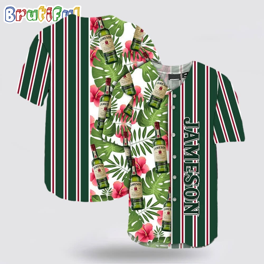 Striped Tropical Hawaii Jameson Whiskey Baseball Jersey la1iyb