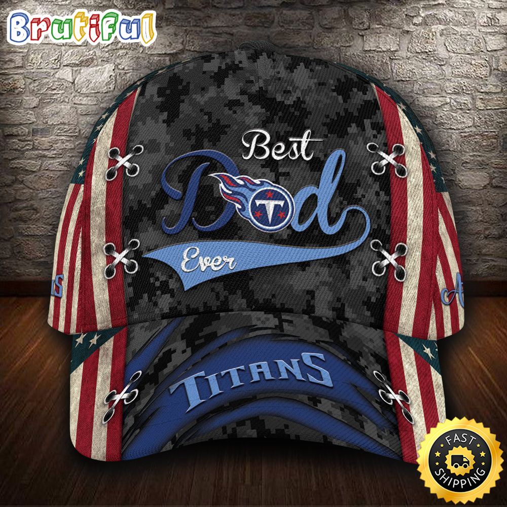 Tennessee Titans Best Dad Ever Camo Pattern All Over Print 3D Classic Cap m7qbiu