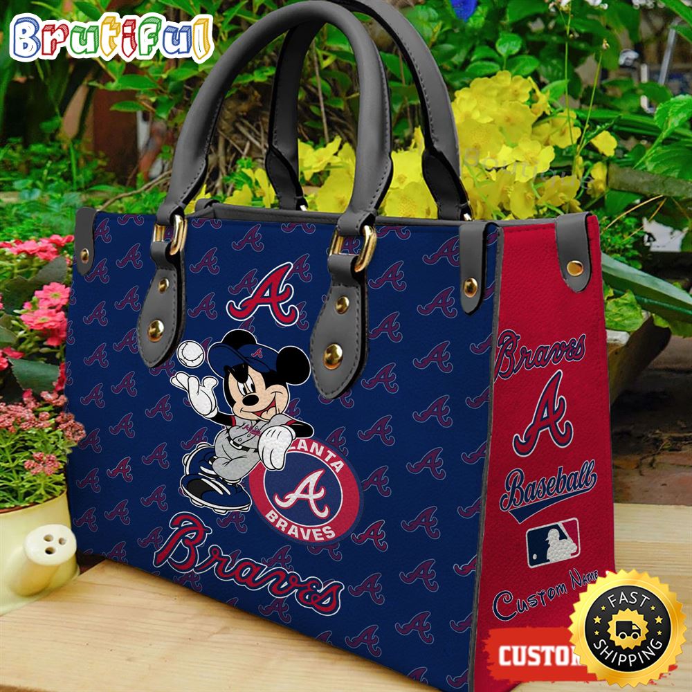 Atlanta Braves Mickey Women Leather Hand Bag 1 gqa98t