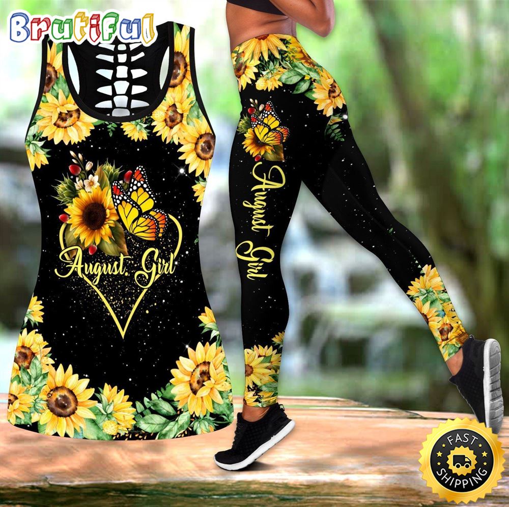 August Girl Sunflower Tank Top Legging Set Outfit Colorful 3D All Over Print gyf8wv