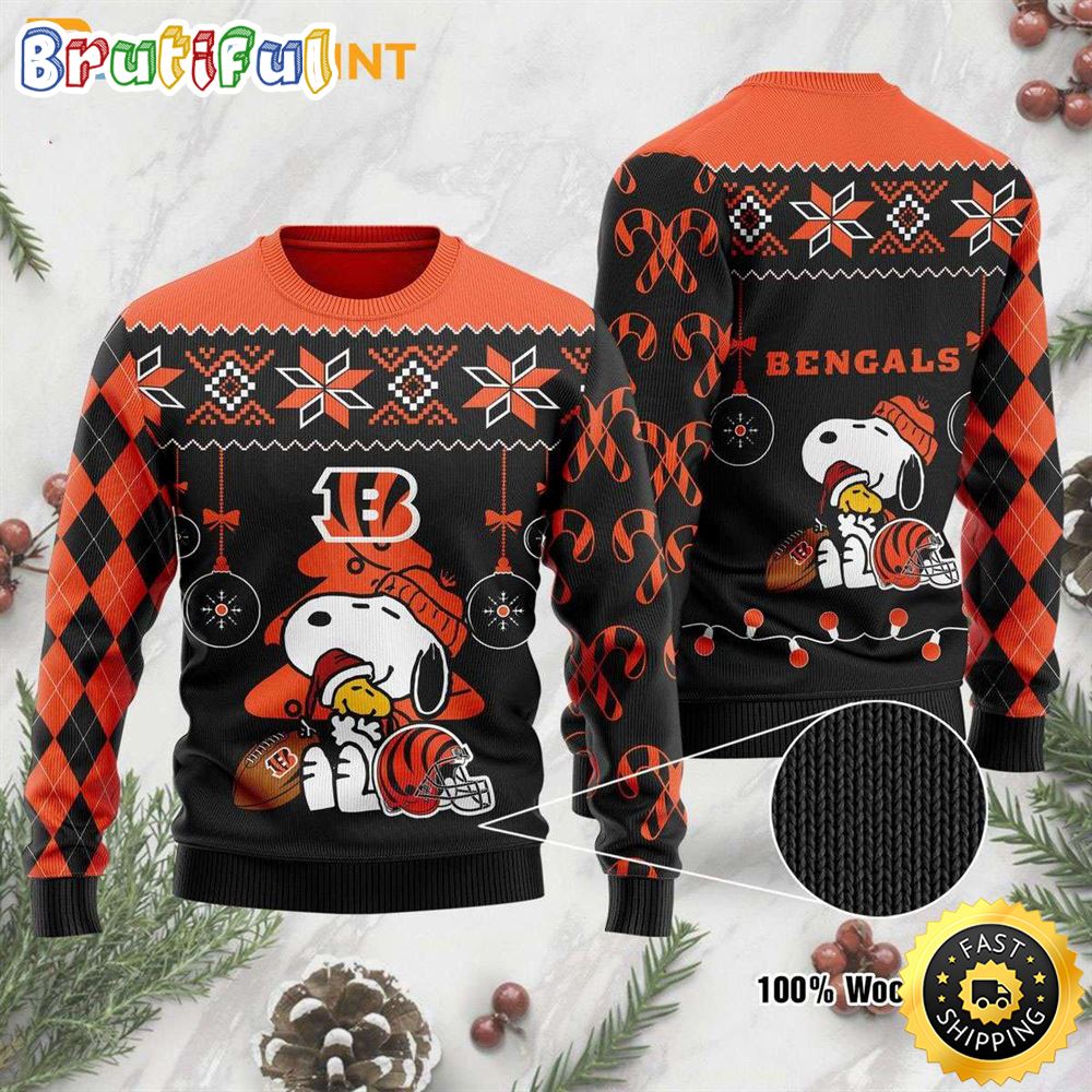 Cincinnati Bengals Funny Peanuts Snoopy Woodstock Ugly Christmas Sweater