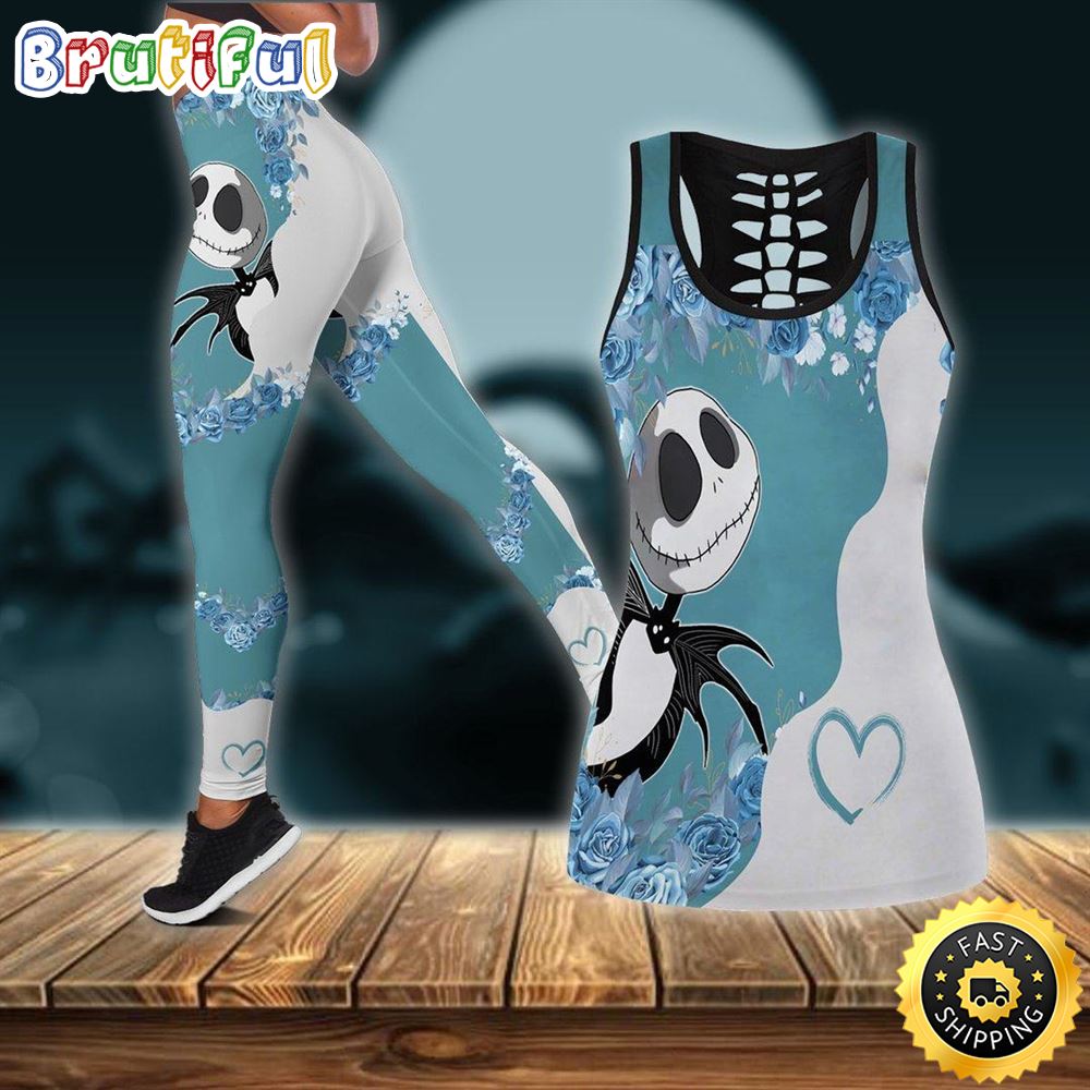Green Jack Skellington Tank Top Legging Set Outfit 3D aa0kne