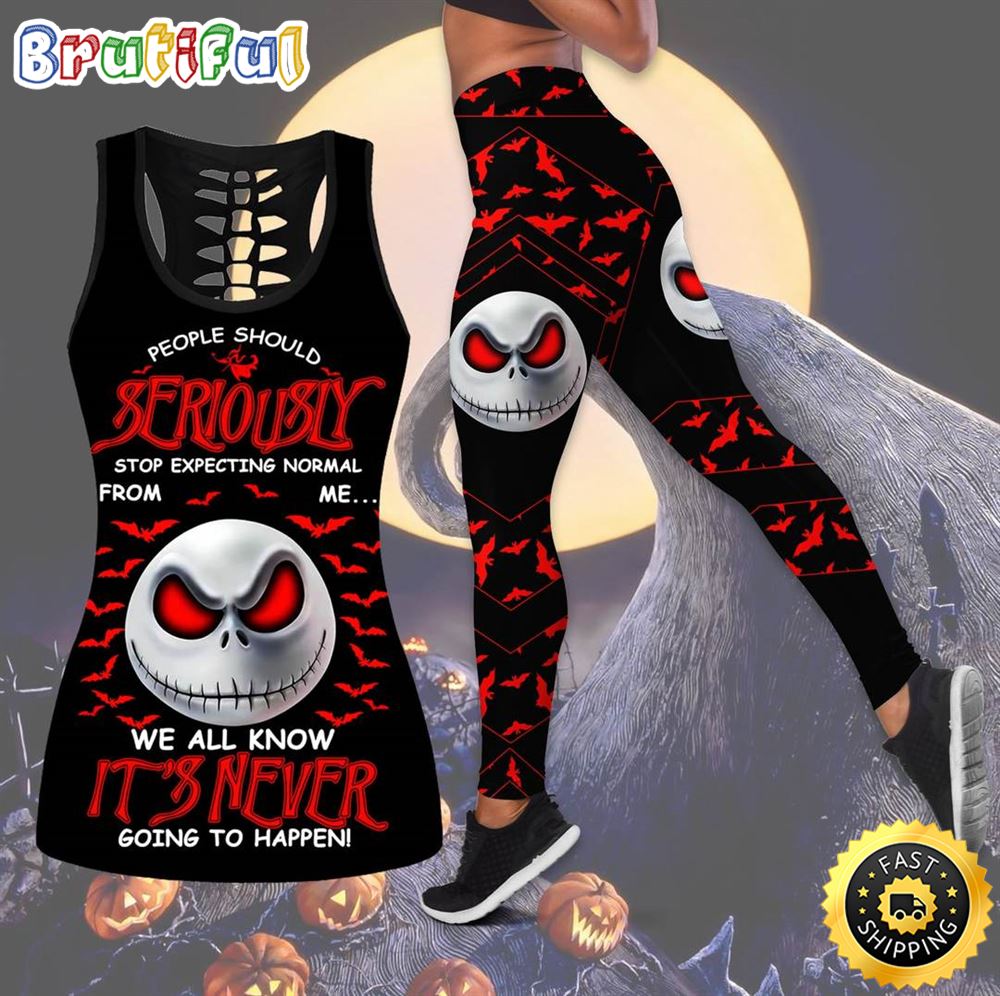 Jack Skellington Face Tank Top Legging Set Outfit All Over Print j5eqpg