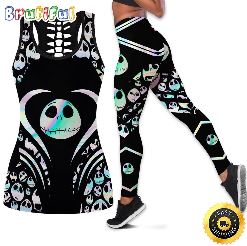 Jack Skellington Pattern Tank Top Legging Set Outfit Colorful All Over Print ffrlxt