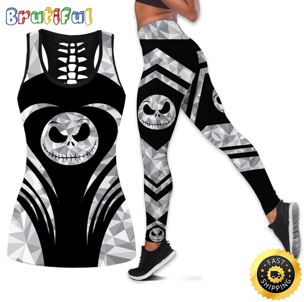 Jack Skellington Rubic Face Tank Top Legging Set Outfit Colorful 3D All Over Print hbiigc