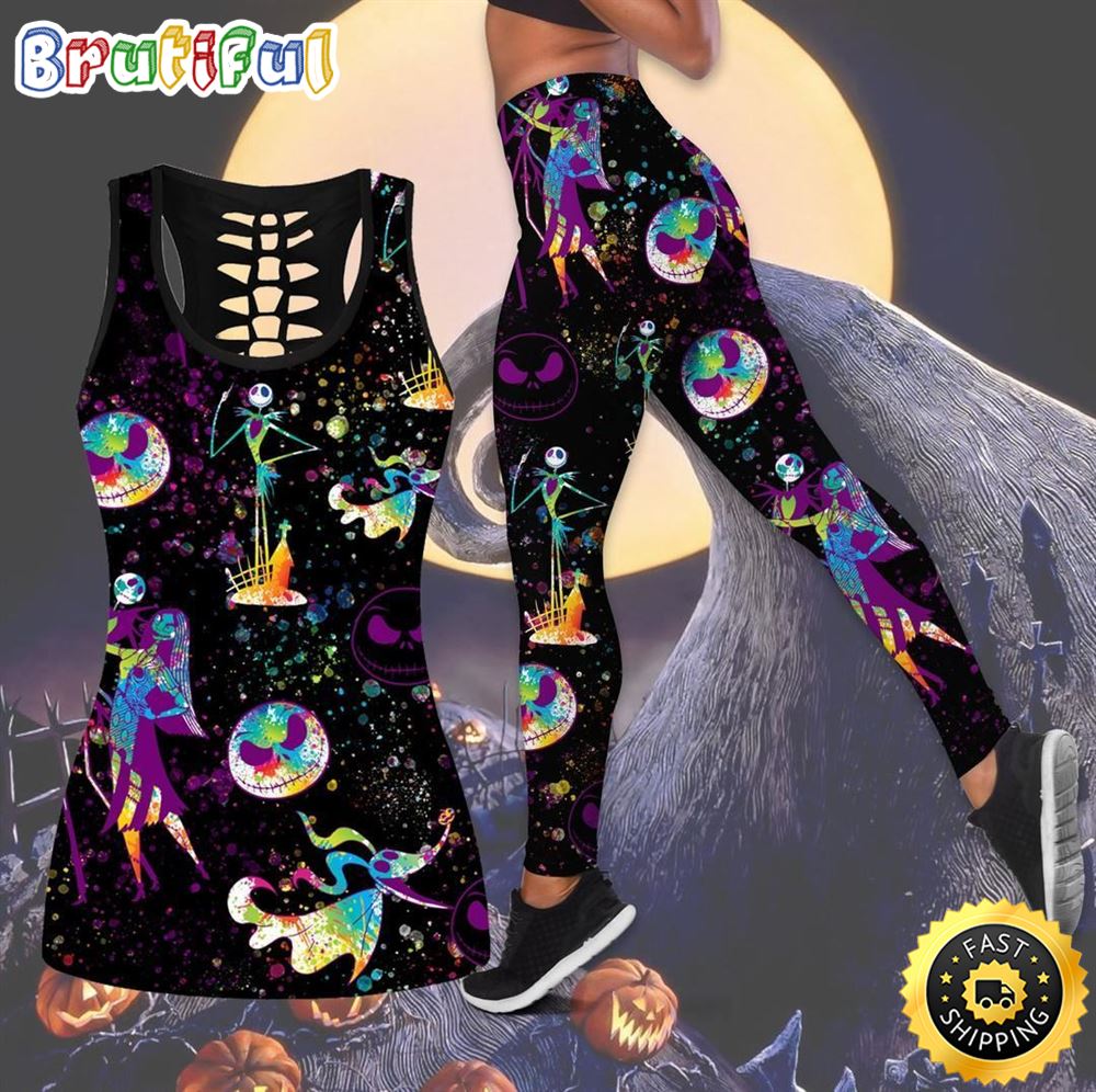 Jack Skellington Tank Top Legging Set Outfit Colorful All Over Print lfqkan