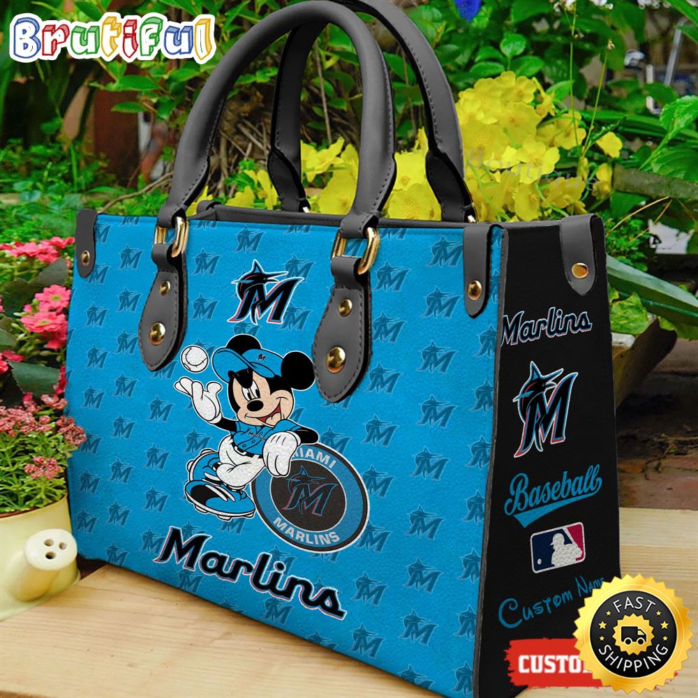 Miami Marlins Mickey Women Leather Hand Bag 1 sfb01n