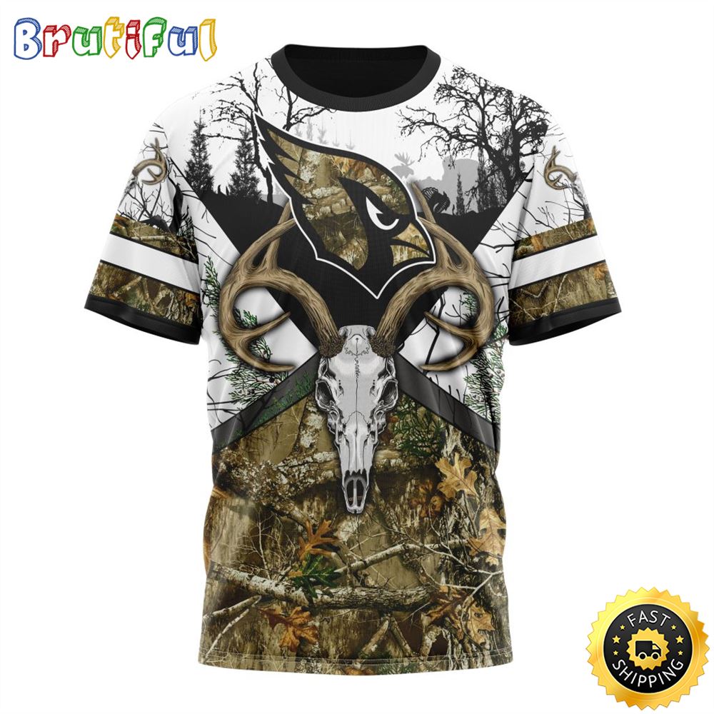 NFL Arizona Cardinals 3D T Shirt Deer Skull And Forest Pattern Represent Your Team 1 iwoaye