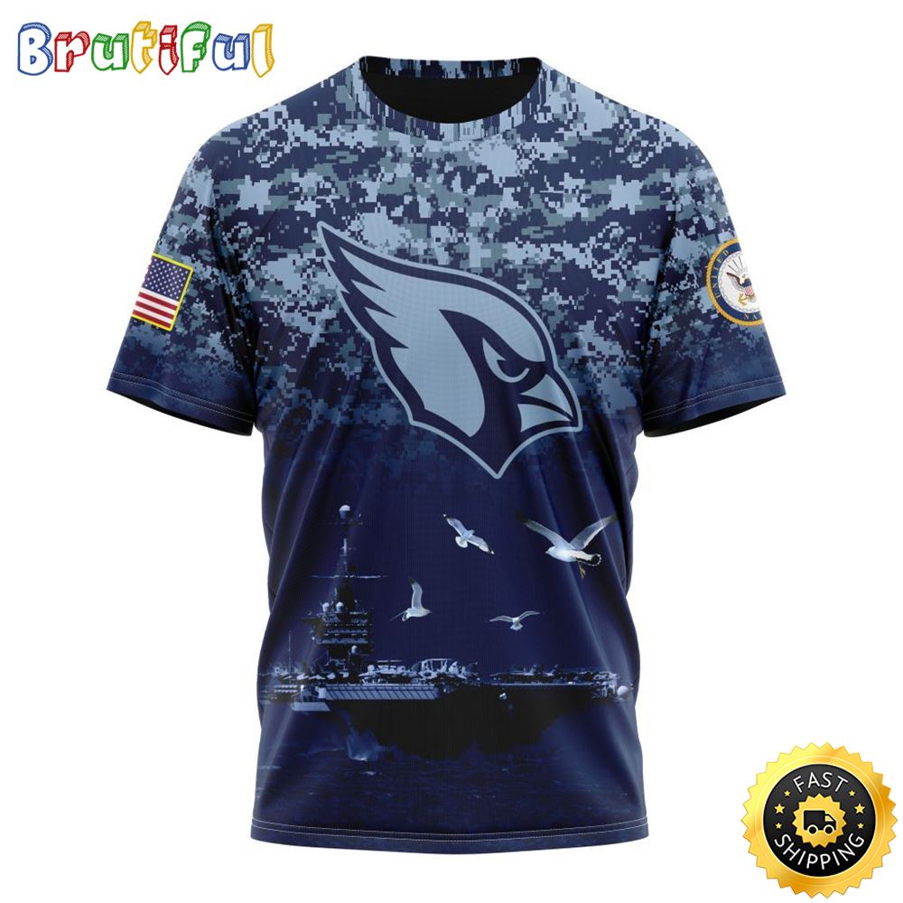 NFL Arizona Cardinals 3D T Shirt Honor US Navy Veterans Stylish Gear For Fans 1 d4d8uf