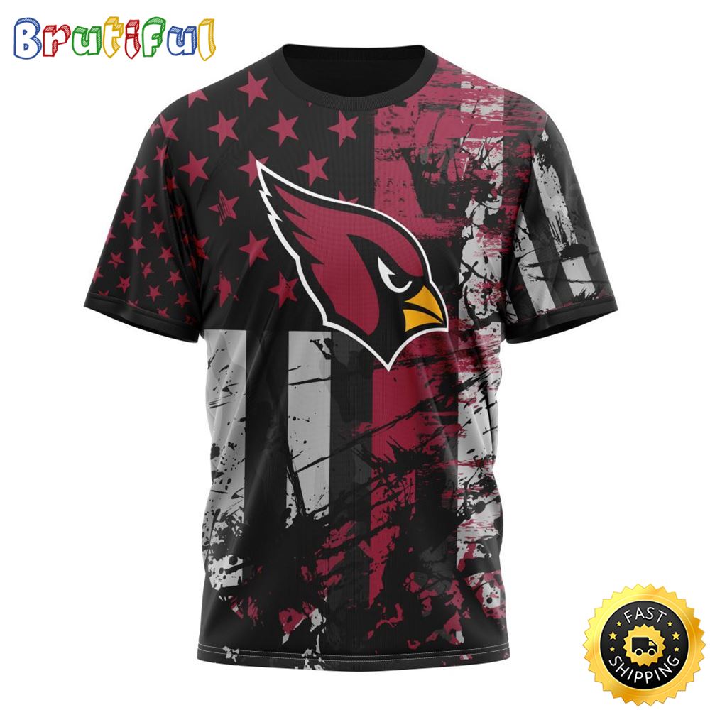 NFL Arizona Cardinals 3D T Shirts Classic Grunge American Flag Stylish Warmth For Fans 1 x7ne1i
