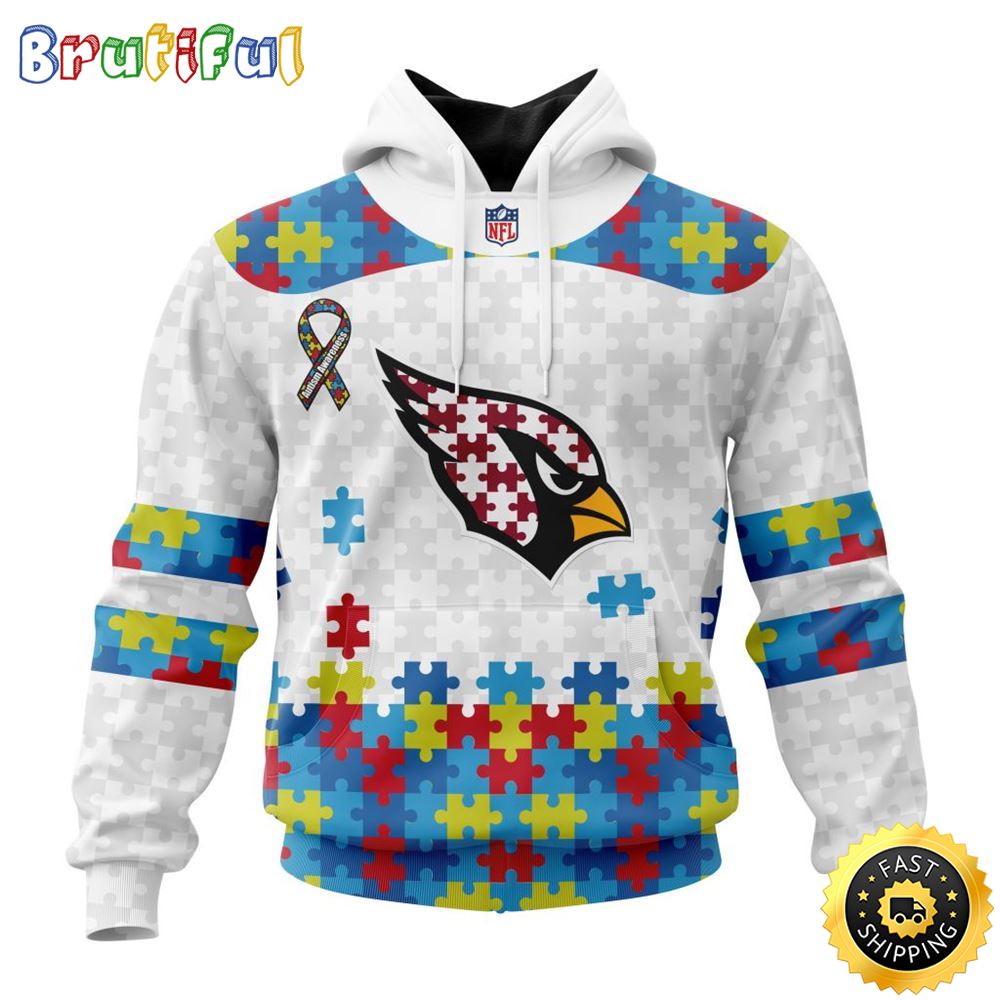 NFL Arizona Cardinals All Over Print 3D Hoodie Autism Awareness Design Unisex Hoodie 1 sfi5gh