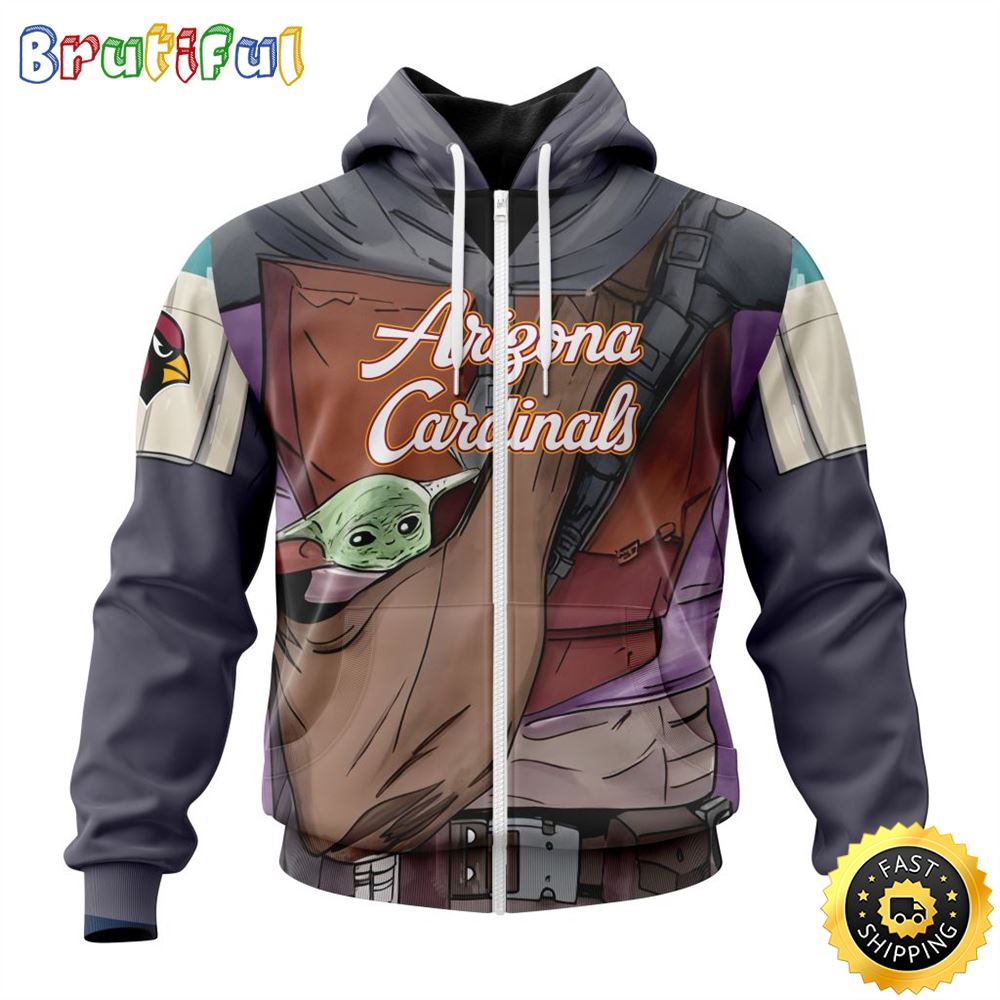 NFL Arizona Cardinals All Over Print Zip Hoodie 3D Specialized Mandalorian And Baby Yoda Unisex Hoodies 1 h5f6mv