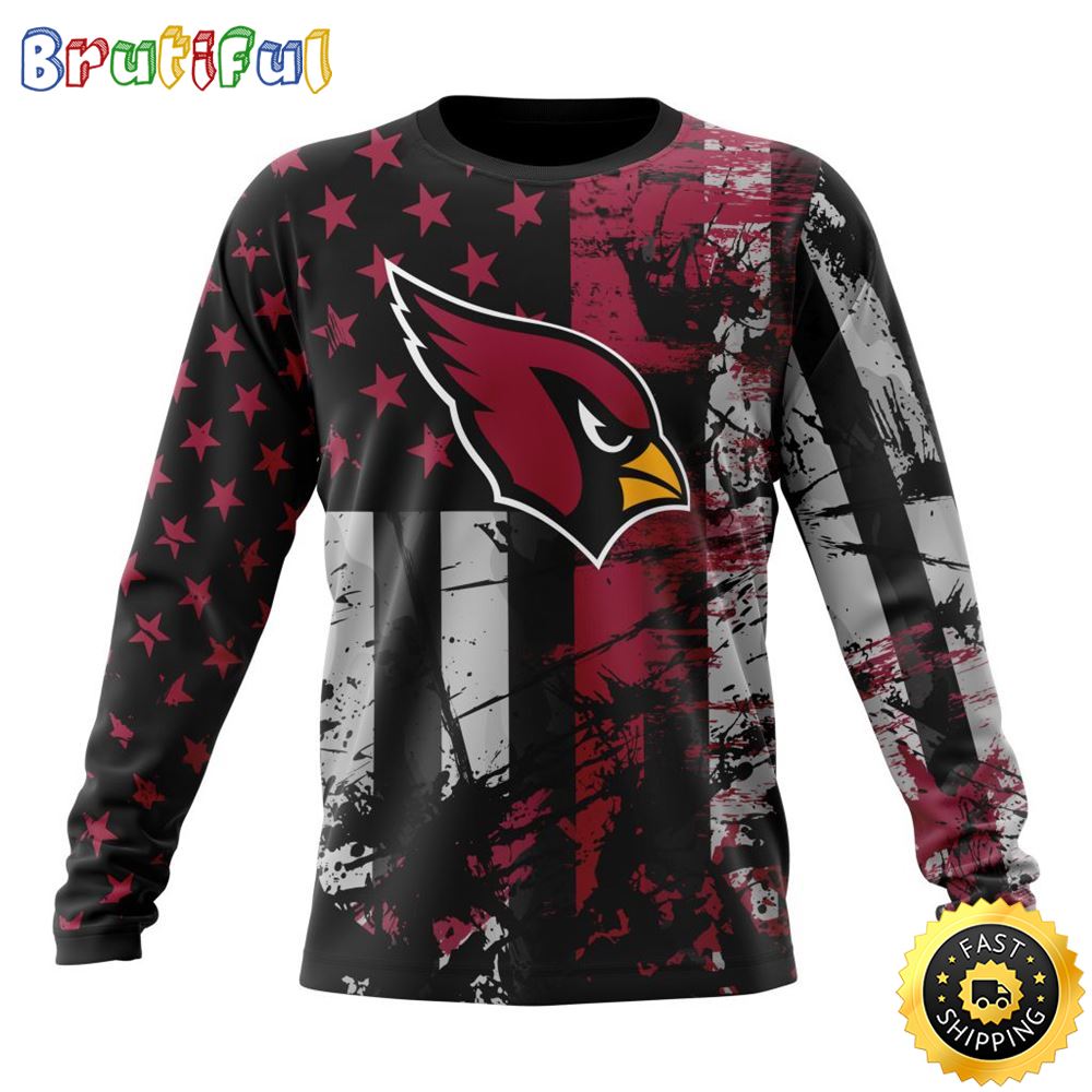 NFL Arizona Cardinals Crewneck Sweatshirt Classic Grunge American Flag Stylish Warmth For Fans 1 dsba12
