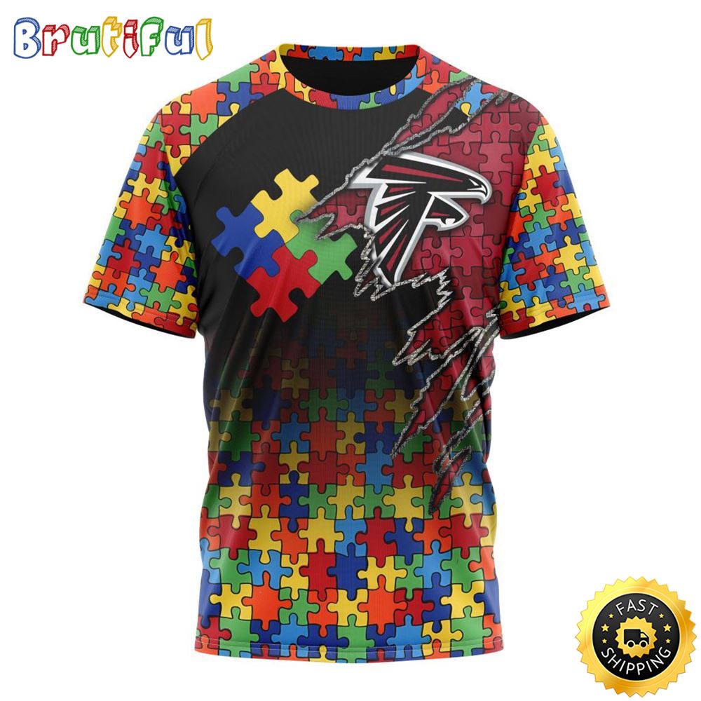NFL Atlanta Falcons All Over Print 3D T Shirt Autism Awareness Design Gifts For Survivors 1 xwvtdq