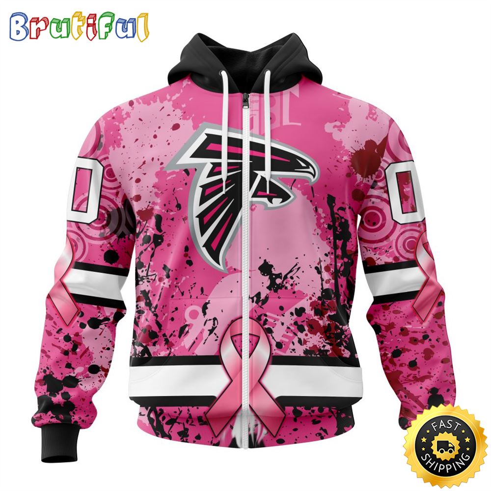 NFL Atlanta Falcons All Over Print Zip Hoodie 3D I Pink I Can In October We Wear Pink Breast Cancer Unisex Hoodie 1 mb375n