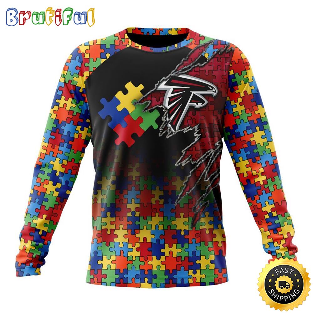 NFL Atlanta Falcons Crewneck Sweatshirt Autism Awareness Design Gifts For Survivors 1 y4np3k