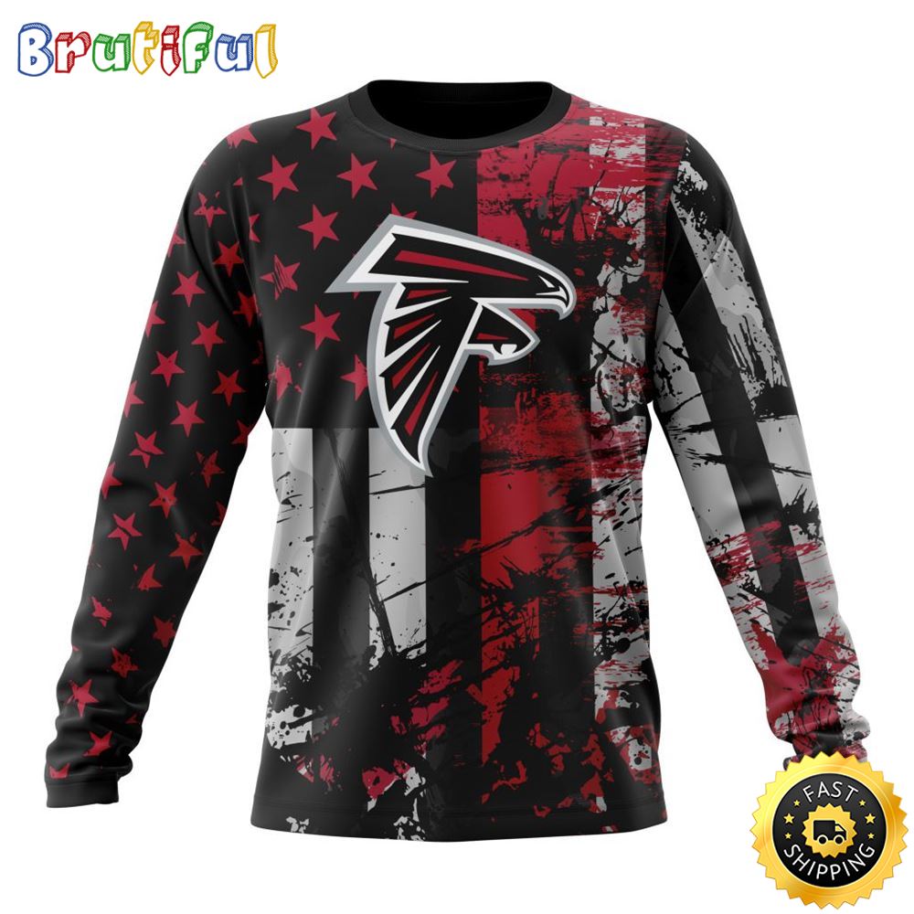 NFL Atlanta Falcons Crewneck Sweatshirt Classic Grunge American Flag Stylish Warmth For Fans 1 ozeie6