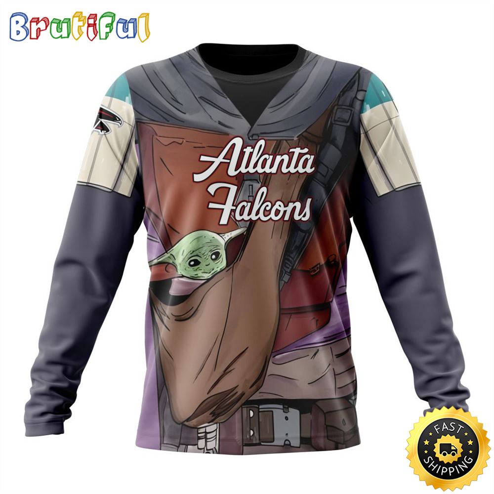 NFL Atlanta Falcons Crewneck Sweatshirt Specialized Mandalorian And Baby Yoda Gifts For Football Fans 1 o3lzxb