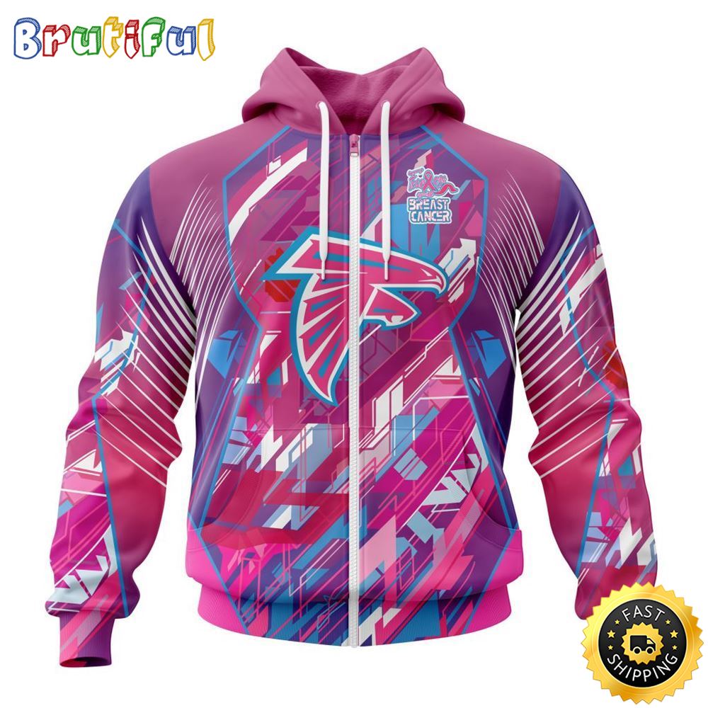 NFL Atlanta Falcons I Pink All Over Print Zip Hoodie 3D I Can Fearless Again Breast Cancer For Breast Cancer Survivors 1 skdfdy