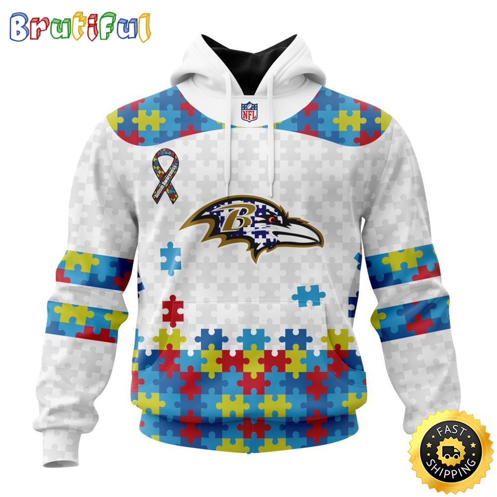 NFL Baltimore Ravens All Over Print 3D Hoodie Autism Awareness Design Unisex Hoodie 1 j3cryb