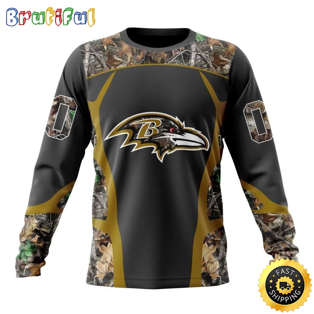 NFL Baltimore Ravens Crewneck Sweatshirt Camo Hunting Design Stylish Gear For Fans 1 ruwuaf