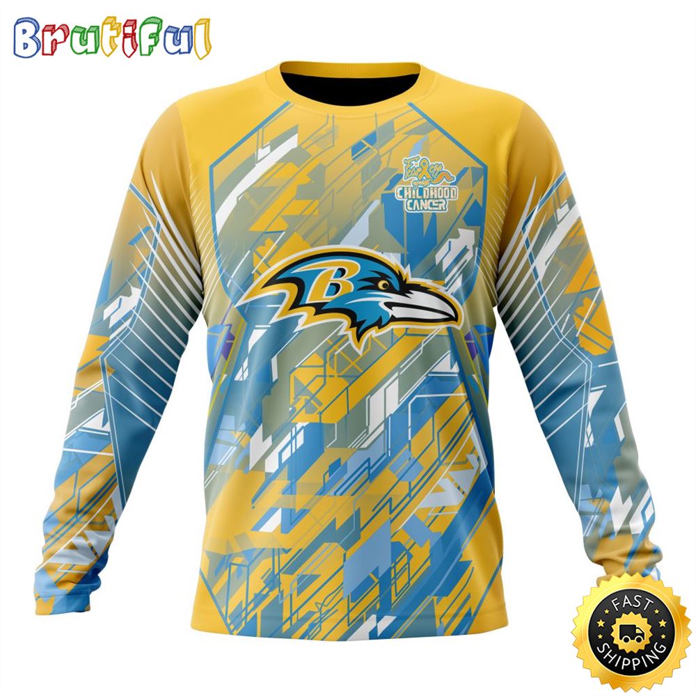 NFL Baltimore Ravens Crewneck Sweatshirt Fearless Against Childhood Cancers Gift For Football Fans 1 lctpt1