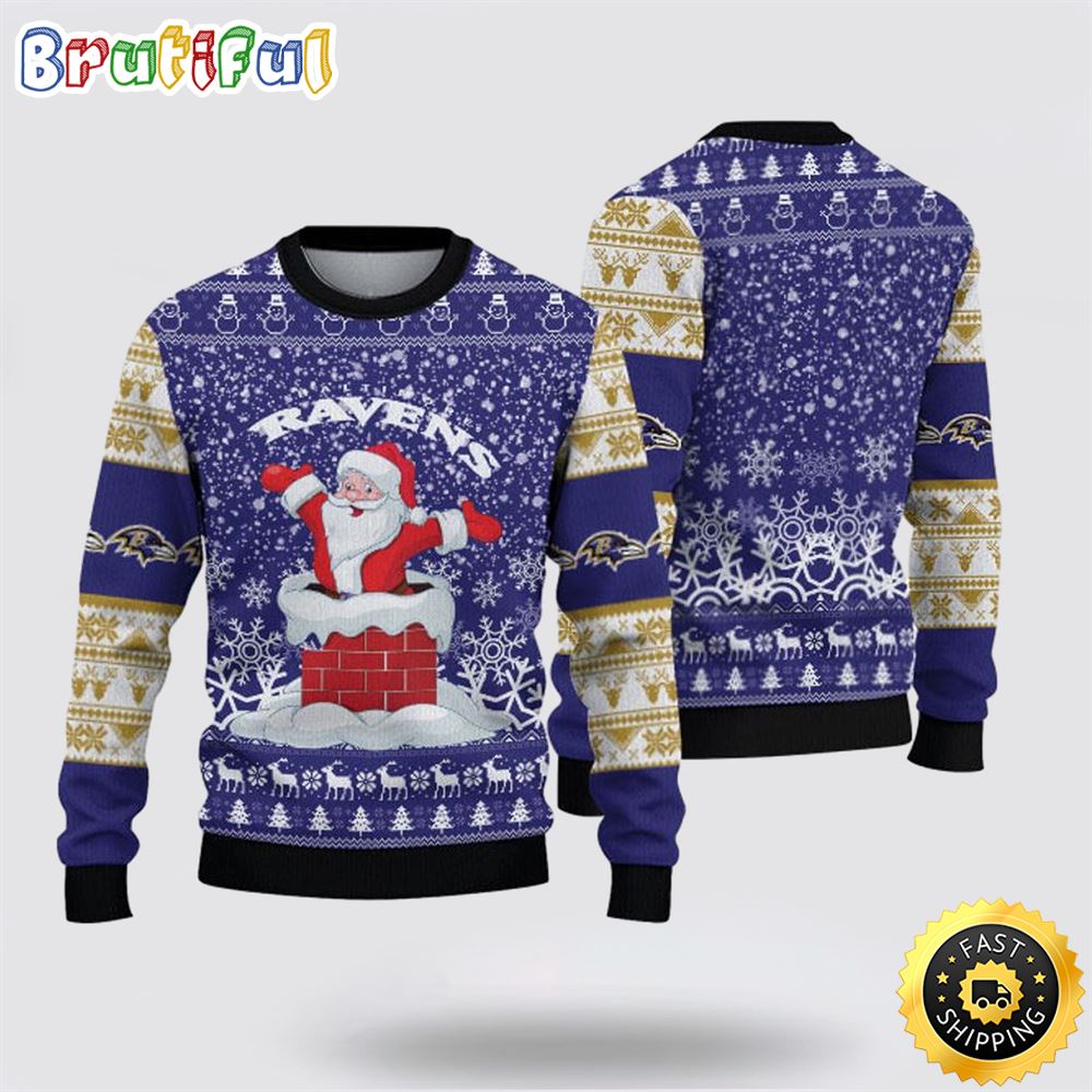 NFL Baltimore Ravens Ugly Sweater Printed Christmas Funny Santa Claus Show Team Spirit 1 lkuaua