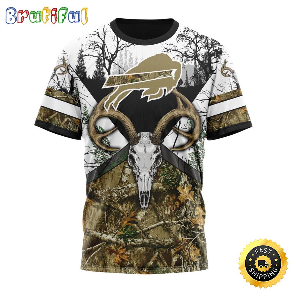NFL Buffalo Bills 3D T Shirt Deer Skull And Forest Pattern Represent Your Team 1 t2qymd