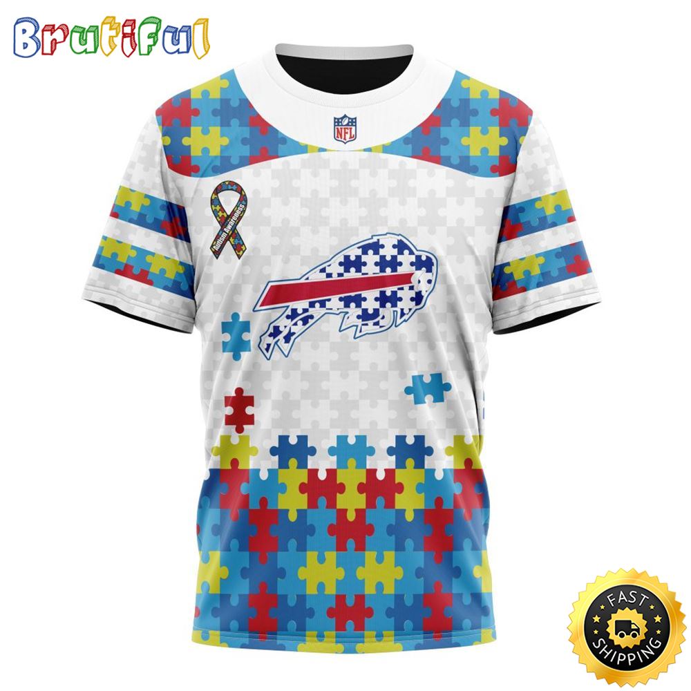 NFL Buffalo Bills All Over Print 3D T Shirt Autism Awareness Design Show Your Team Pride 1 wkcvtg