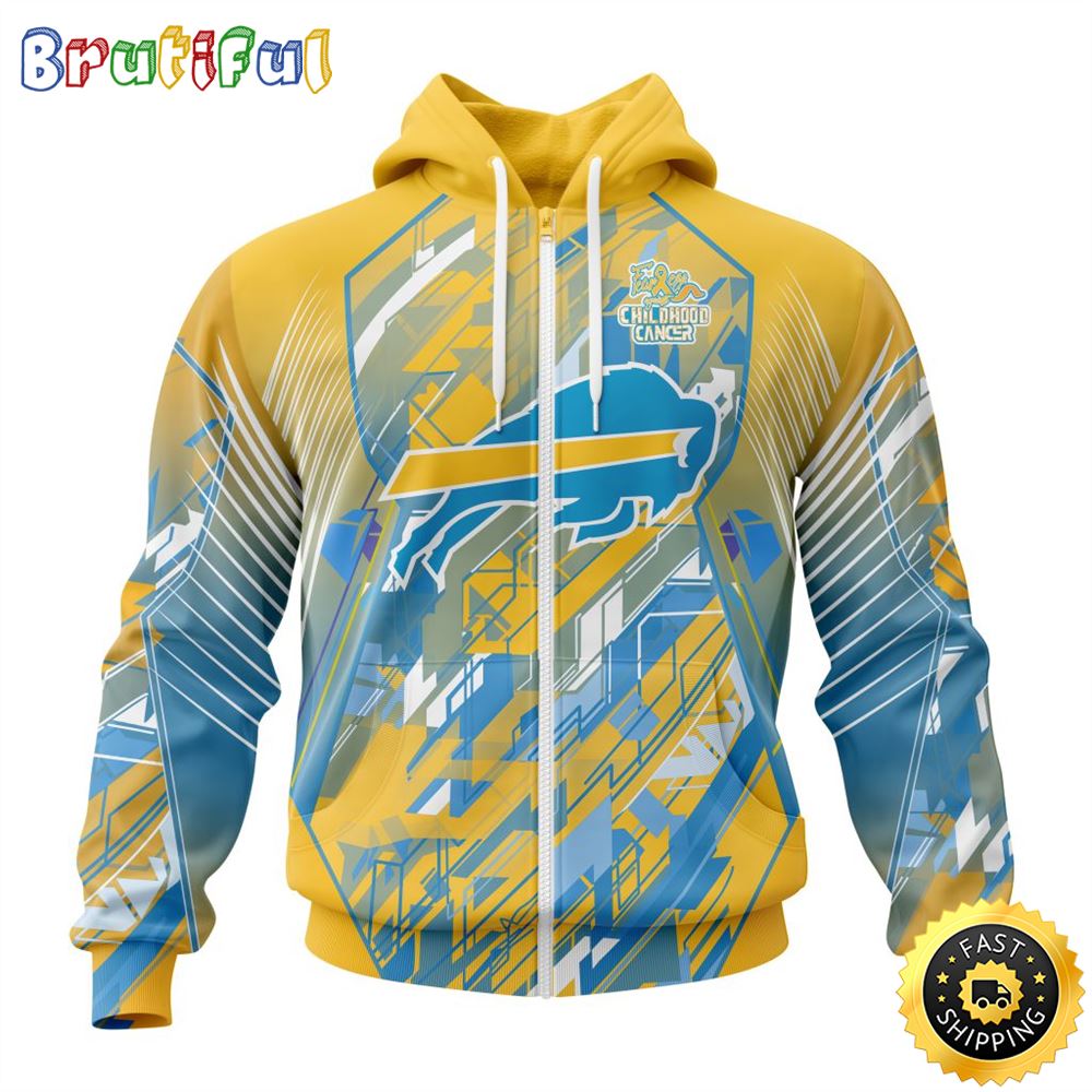 NFL Buffalo Bills All Over Print Zip 3D Hoodie Fearless Against Childhood Cancers Unisex Hoodie 1 ecnzvh
