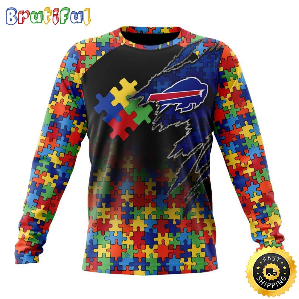 NFL Buffalo Bills Crewneck Sweatshirt Autism Awareness Design Gifts For Survivors 1 gxlqmv