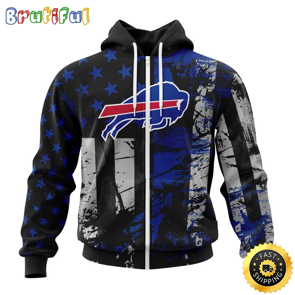 NFL Buffalo Bills Zip Hoodie 3D Classic Grunge American Flag Stylish Warmth For Fans 1 rvsg2l