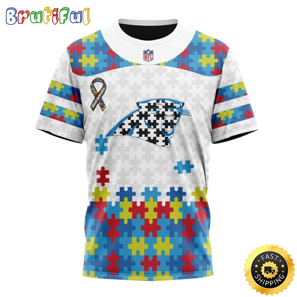 NFL Carolina Panthers All Over Print 3D T Shirt Autism Awareness Design Show Your Team Pride 1 mohsj3