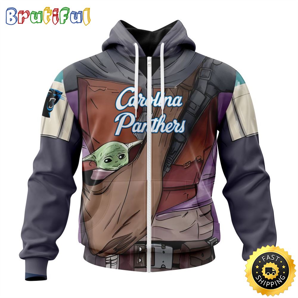 NFL Carolina Panthers All Over Print Zip Hoodie 3D Specialized Mandalorian And Baby Yoda Unisex Hoodies 1 gykamq
