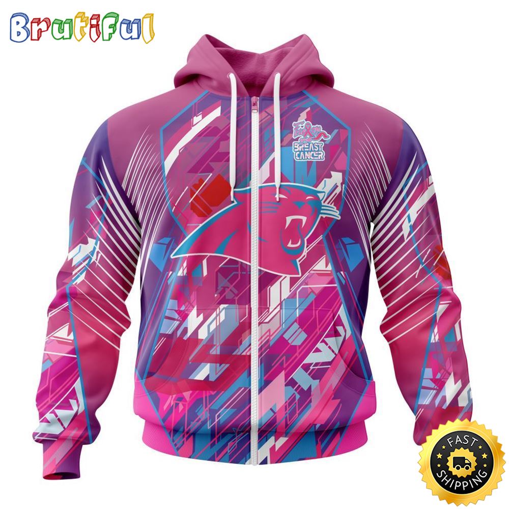 NFL Carolina Panthers I Pink All Over Print Zip Hoodie 3D I Can Fearless Again Breast Cancer For Breast Cancer Survivors 1 rhrufi