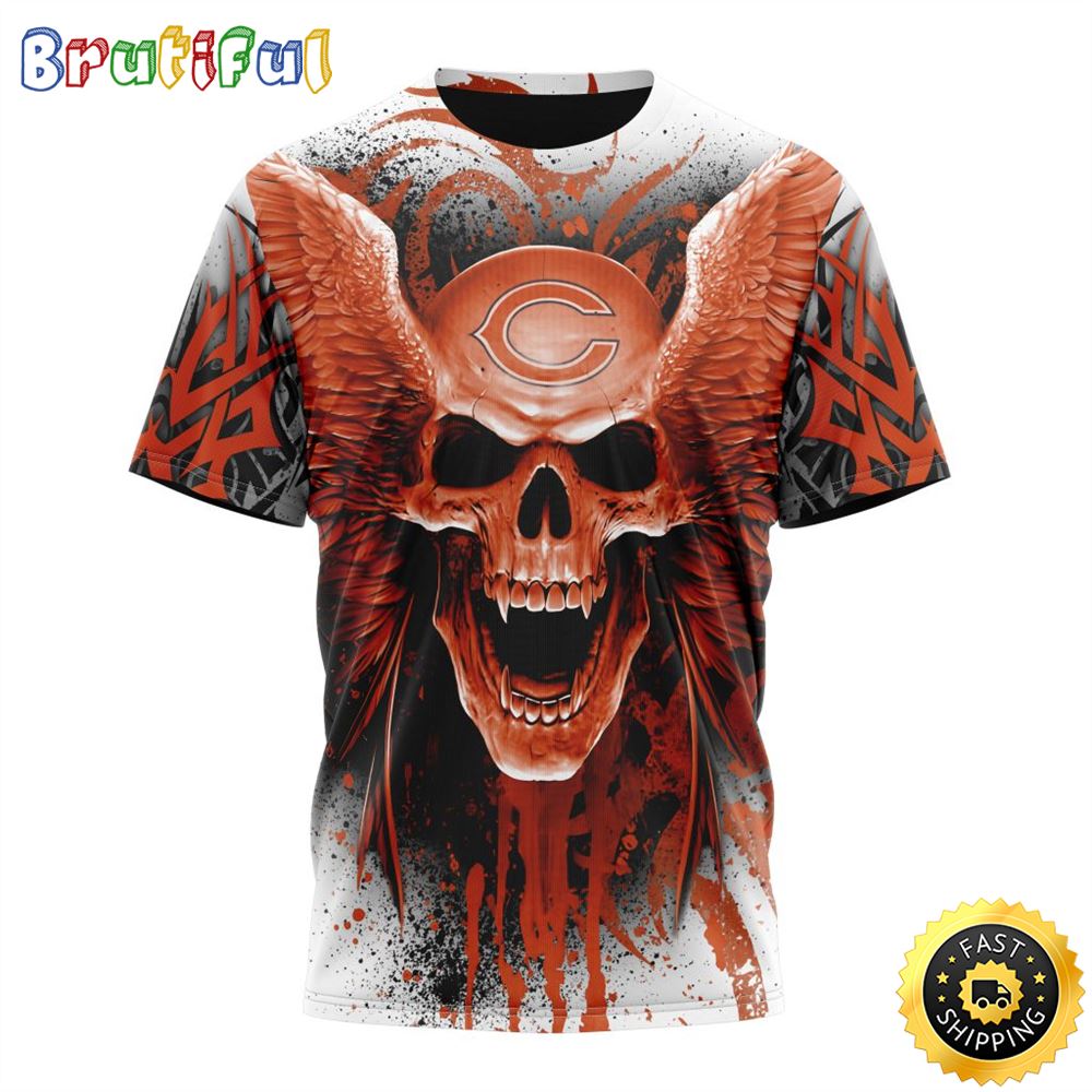 NFL Chicago Bears 3D T Shirt All Over Print Special Kits With Skull Stylish Team Apparel 1 kvk1sm