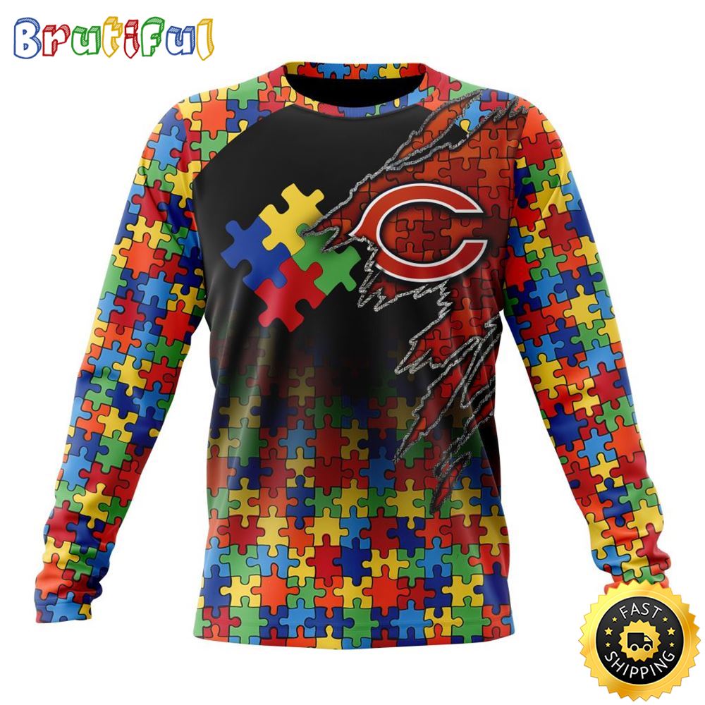 NFL Chicago Bears Crewneck Sweatshirt Autism Awareness Design Gifts For Survivors 1 hsc449