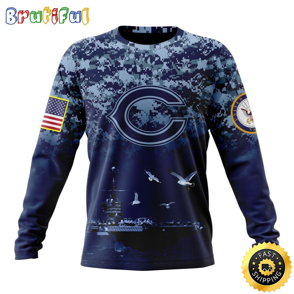 NFL Chicago Bears Crewneck Sweatshirt Honor US Navy Veterans Stylish Gear For Fans 1 w39lzv