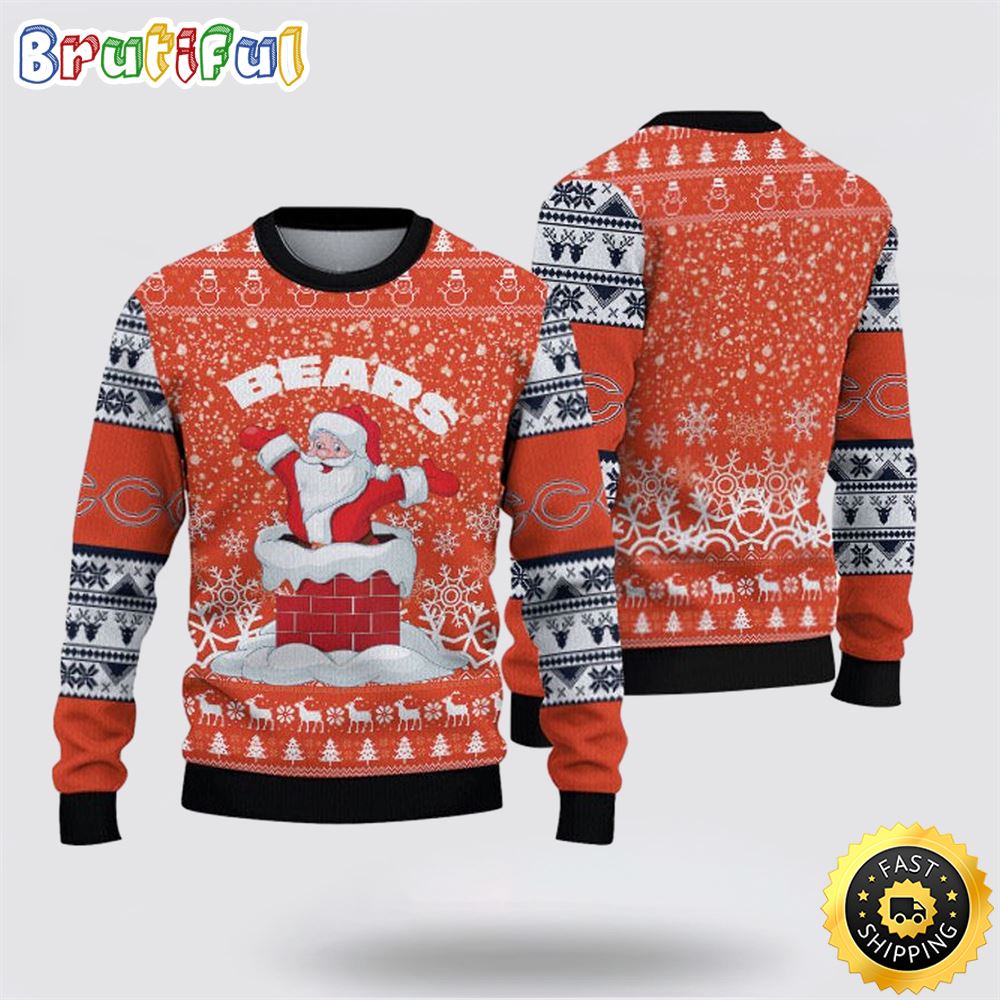 NFL Chicago Bears Ugly Sweater Printed Christmas Funny Santa Claus Show Team Spirit 1 gakndz