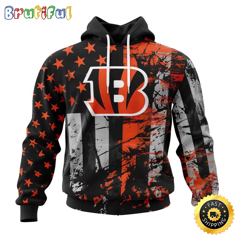 NFL Cincinnati Bengals 3D Hoodie Classic Grunge American Flag Stylish Warmth For Fans 1 kyfdxh