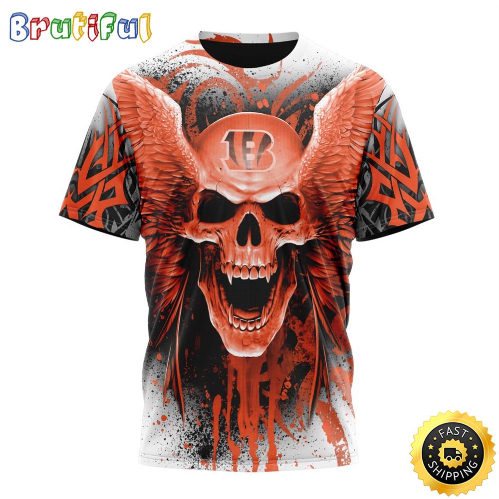 NFL Cincinnati Bengals 3D T Shirt All Over Print Special Kits With Skull Stylish Team Apparel 1 ysx9wp