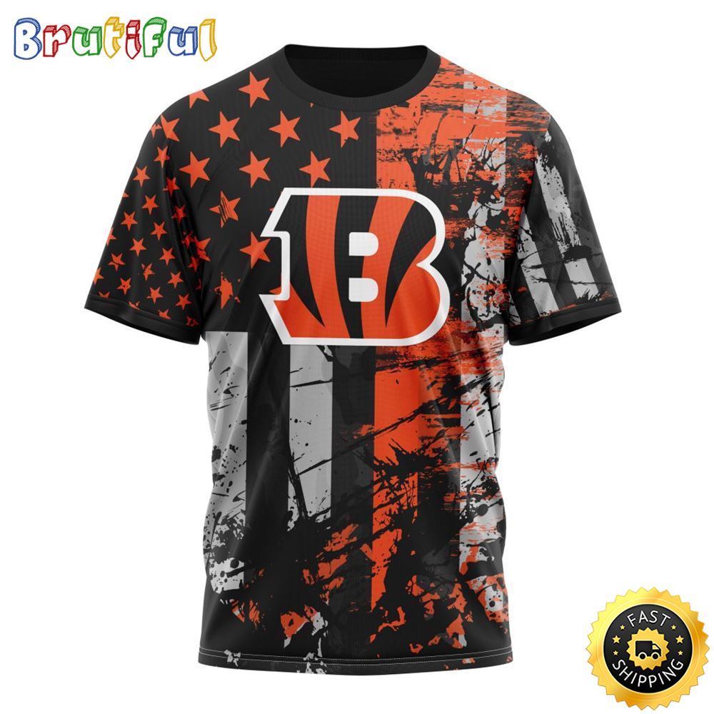 NFL Cincinnati Bengals 3D T Shirts Classic Grunge American Flag Stylish Warmth For Fans 1 u6lryu
